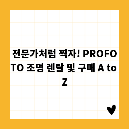 전문가처럼 찍자! PROFOTO 조명 렌탈 및 구매 A to Z