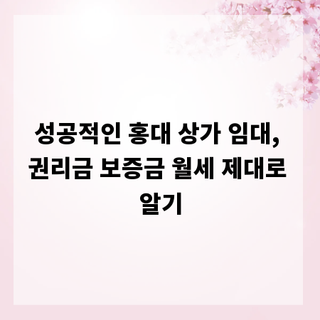 성공적인 홍대 상가 임대, 권리금 보증금 월세 제대로 알기