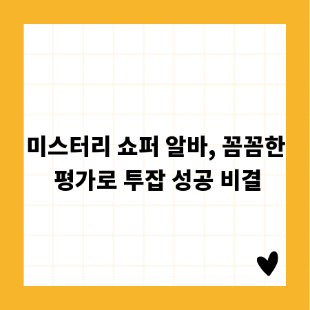 미스터리 쇼퍼 알바, 꼼꼼한 평가로 투잡 성공 비결