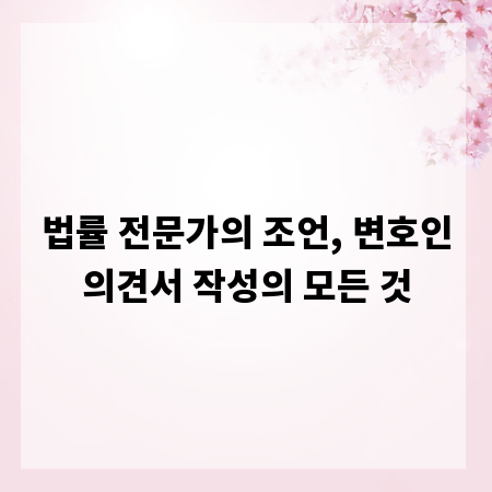 법률 전문가의 조언, 변호인의견서 작성의 모든 것