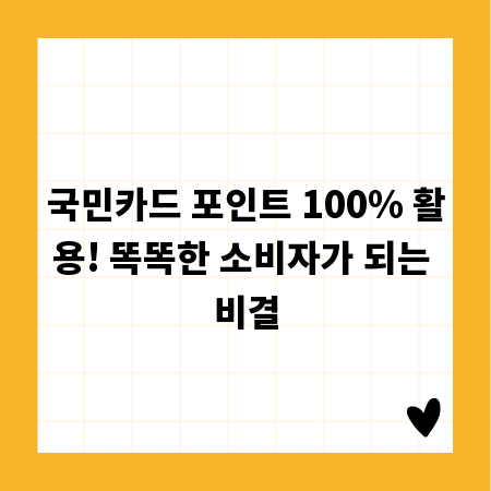 국민카드 포인트 100% 활용! 똑똑한 소비자가 되는 비결