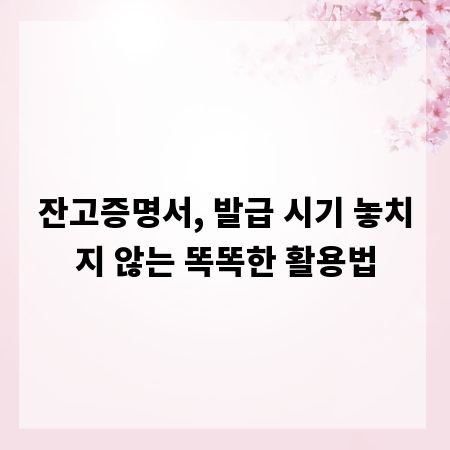 잔고증명서, 발급 시기 놓치지 않는 똑똑한 활용법