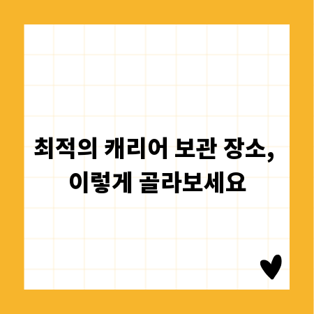 최적의 캐리어 보관 장소, 이렇게 골라보세요