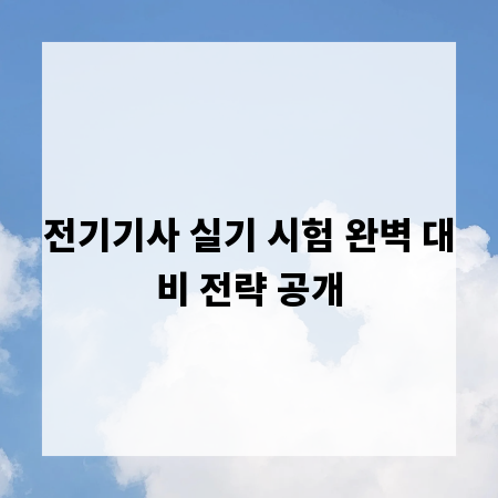 전기기사 실기 시험 완벽 대비 전략 공개