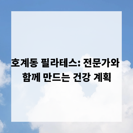 호계동 필라테스: 전문가와 함께 만드는 건강 계획