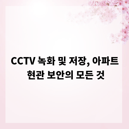 CCTV 녹화 및 저장, 아파트 현관 보안의 모든 것