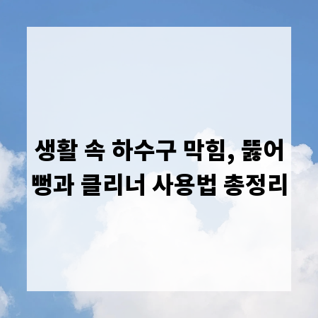 생활 속 하수구 막힘, 뚫어뻥과 클리너 사용법 총정리
