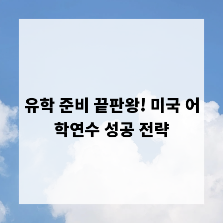 유학 준비 끝판왕! 미국 어학연수 성공 전략