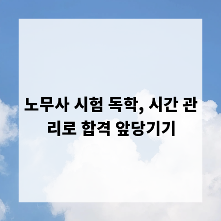 노무사 시험 독학, 시간 관리로 합격 앞당기기
