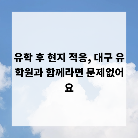 유학 후 현지 적응, 대구 유학원과 함께라면 문제없어요