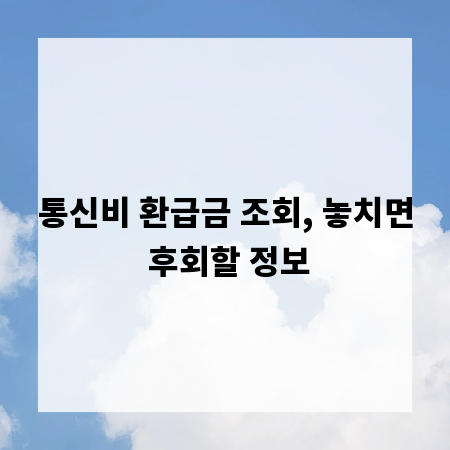 통신비 환급금 조회, 놓치면 후회할 정보