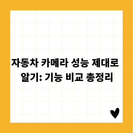 자동차 카메라 성능 제대로 알기: 기능 비교 총정리