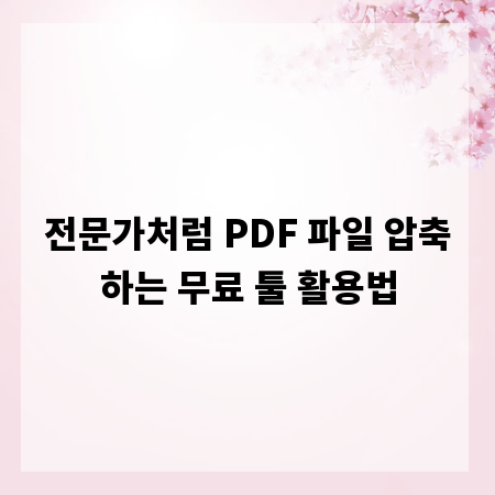 전문가처럼 PDF 파일 압축하는 무료 툴 활용법