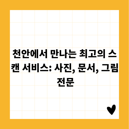 천안에서 만나는 최고의 스캔 서비스: 사진, 문서, 그림 전문