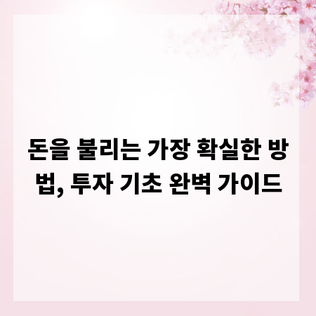 돈을 불리는 가장 확실한 방법, 투자 기초 완벽 가이드