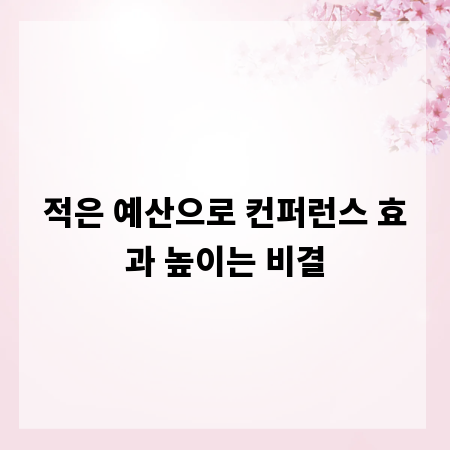 적은 예산으로 컨퍼런스 효과 높이는 비결