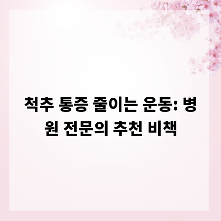 척추 통증 줄이는 운동: 병원 전문의 추천 비책