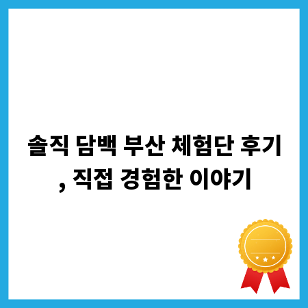 솔직 담백 부산 체험단 후기, 직접 경험한 이야기