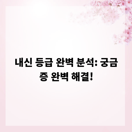 내신 등급 완벽 분석: 궁금증 완벽 해결!