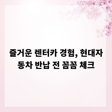 즐거운 렌터카 경험, 현대자동차 반납 전 꼼꼼 체크