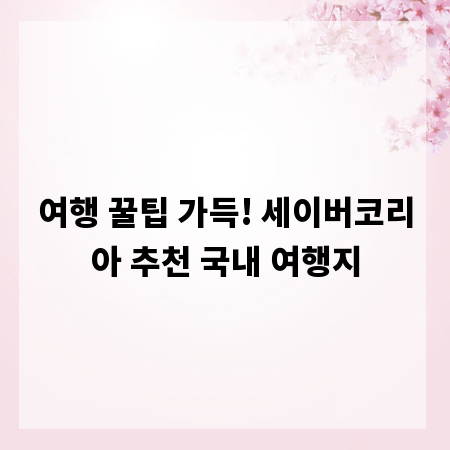 여행 꿀팁 가득! 세이버코리아 추천 국내 여행지