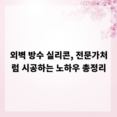 외벽 방수 실리콘, 전문가처럼 시공하는 노하우 총정리
