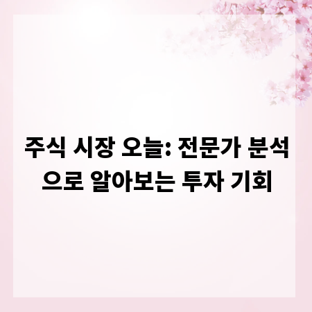 주식 시장 오늘: 전문가 분석으로 알아보는 투자 기회