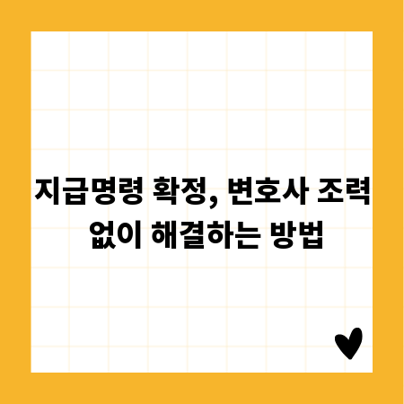 지급명령 확정, 변호사 조력 없이 해결하는 방법