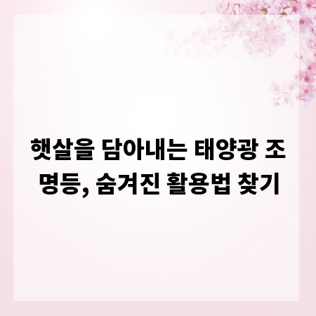 햇살을 담아내는 태양광 조명등, 숨겨진 활용법 찾기