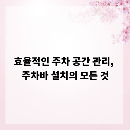 효율적인 주차 공간 관리, 주차바 설치의 모든 것