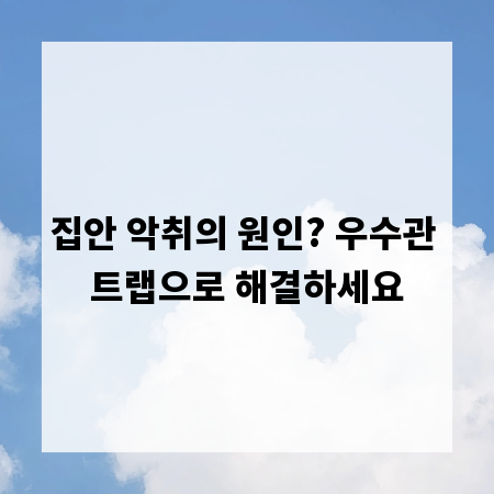 집안 악취의 원인? 우수관 트랩으로 해결하세요