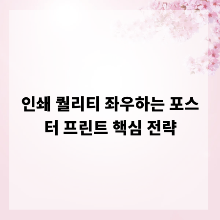 인쇄 퀄리티 좌우하는 포스터 프린트 핵심 전략