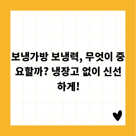 보냉가방 보냉력, 무엇이 중요할까? 냉장고 없이 신선하게!