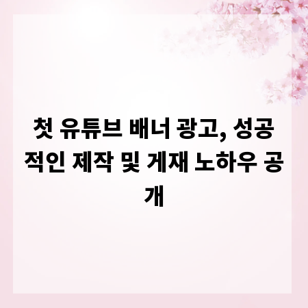 첫 유튜브 배너 광고, 성공적인 제작 및 게재 노하우 공개
