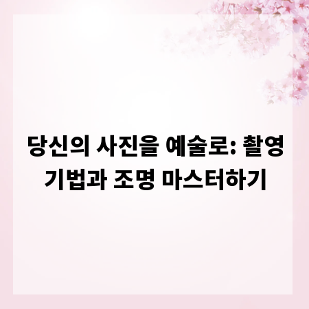 당신의 사진을 예술로: 촬영기법과 조명 마스터하기