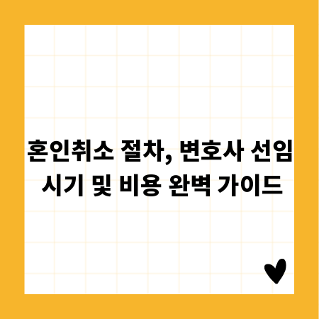 혼인취소 절차, 변호사 선임 시기 및 비용 완벽 가이드