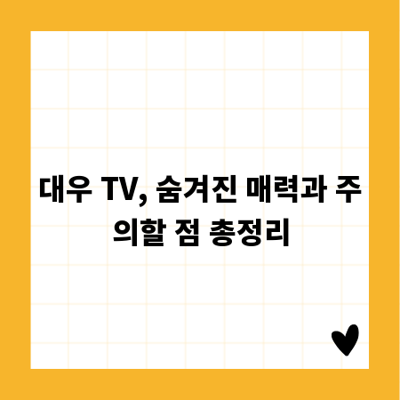 대우 TV, 숨겨진 매력과 주의할 점 총정리