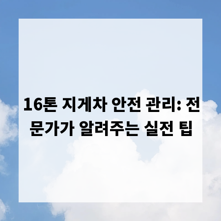 16톤 지게차 안전 관리: 전문가가 알려주는 실전 팁