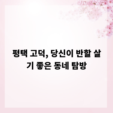 평택 고덕, 당신이 반할 살기 좋은 동네 탐방