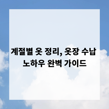 계절별 옷 정리, 옷장 수납 노하우 완벽 가이드