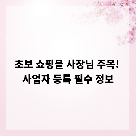 초보 쇼핑몰 사장님 주목! 사업자 등록 필수 정보