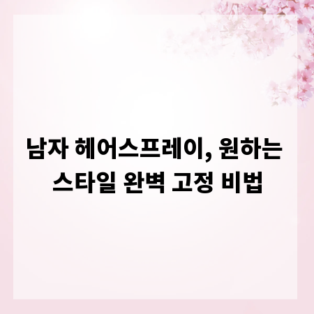 남자 헤어스프레이, 원하는 스타일 완벽 고정 비법