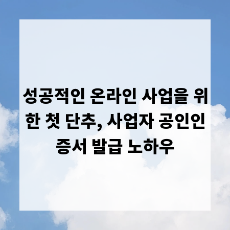 성공적인 온라인 사업을 위한 첫 단추, 사업자 공인인증서 발급 노하우