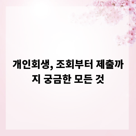 개인회생, 조회부터 제출까지 궁금한 모든 것