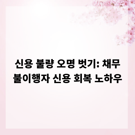 신용 불량 오명 벗기: 채무불이행자 신용 회복 노하우
