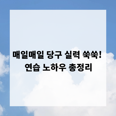 매일매일 당구 실력 쑥쑥! 연습 노하우 총정리