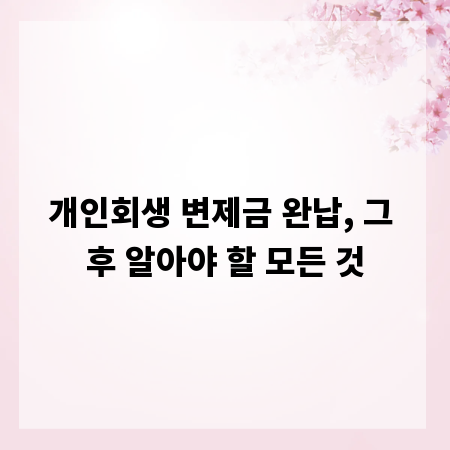 개인회생 변제금 완납, 그 후 알아야 할 모든 것