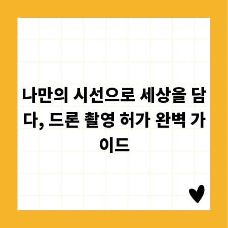 나만의 시선으로 세상을 담다, 드론 촬영 허가 완벽 가이드