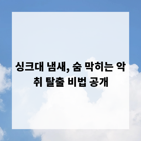 싱크대 냄새, 숨 막히는 악취 탈출 비법 공개