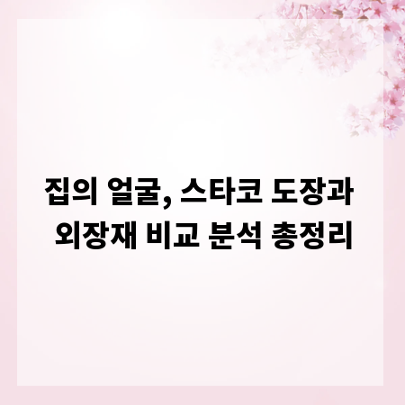 집의 얼굴, 스타코 도장과 외장재 비교 분석 총정리